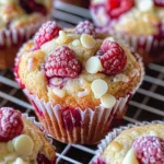 Delicious Raspberry White Chocolate Chip Muffins Recipe finished dish