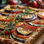 Delicious Ratatouille Tart with Flaky Cheddar Thyme Pastry Recipe finished dish