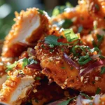 Delicious Red Curry Chicken Fingers with Crispy Onion Breading finished dish