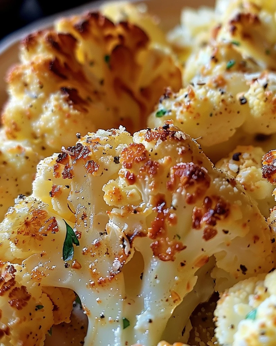 Delicious Roasted Garlic Parmesan Cauliflower Recipe finished dish