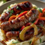 Delicious Rustic Italian Sausage with Peppers and Onions Recipe finished dish
