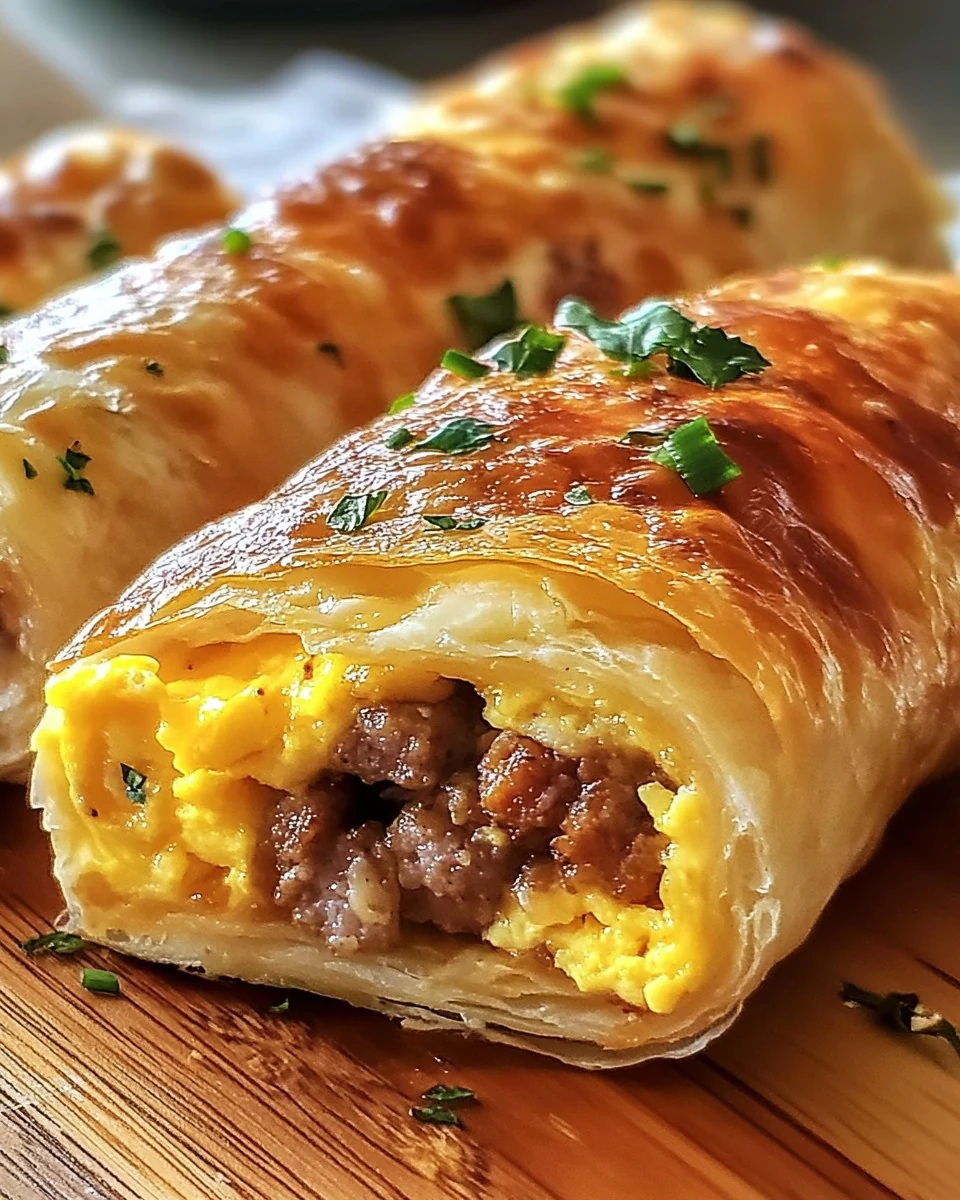 Delicious Sausage Egg and Cheese Breakfast Roll-Ups