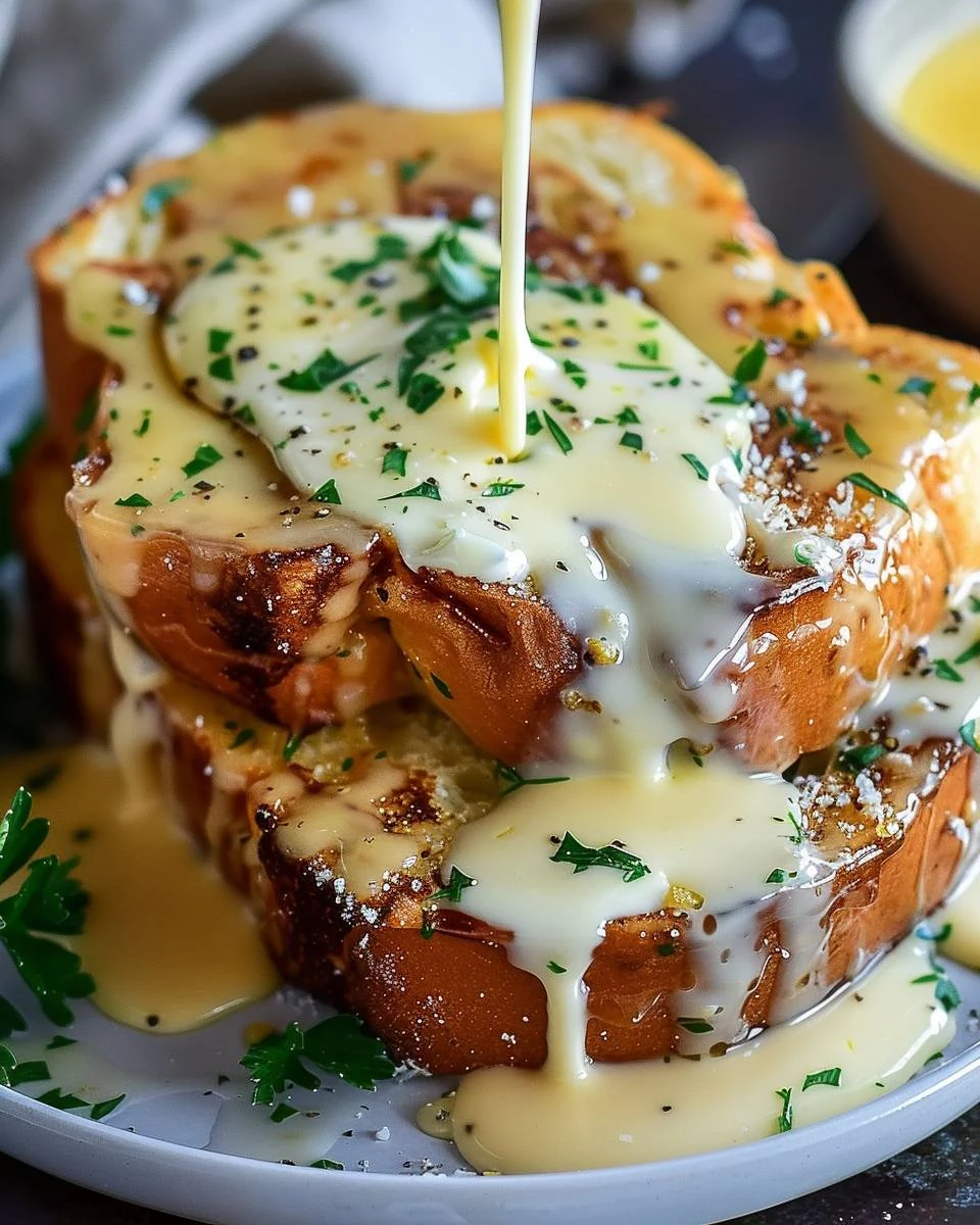Delicious Savory Parmesan French Toast with Hollandaise Sauce Recipe finished dish