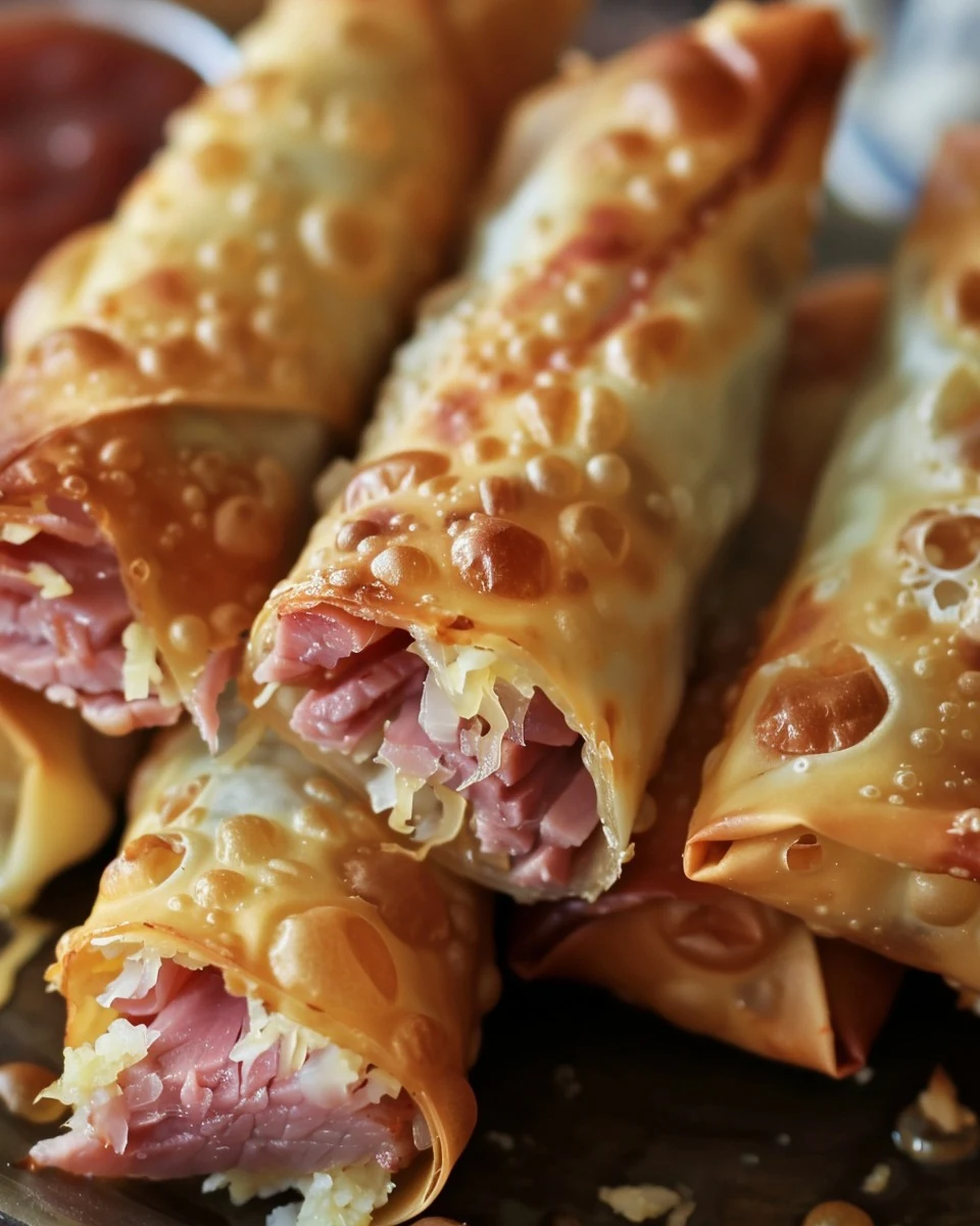 Delicious Savory Reuben Egg Rolls Recipe finished dish