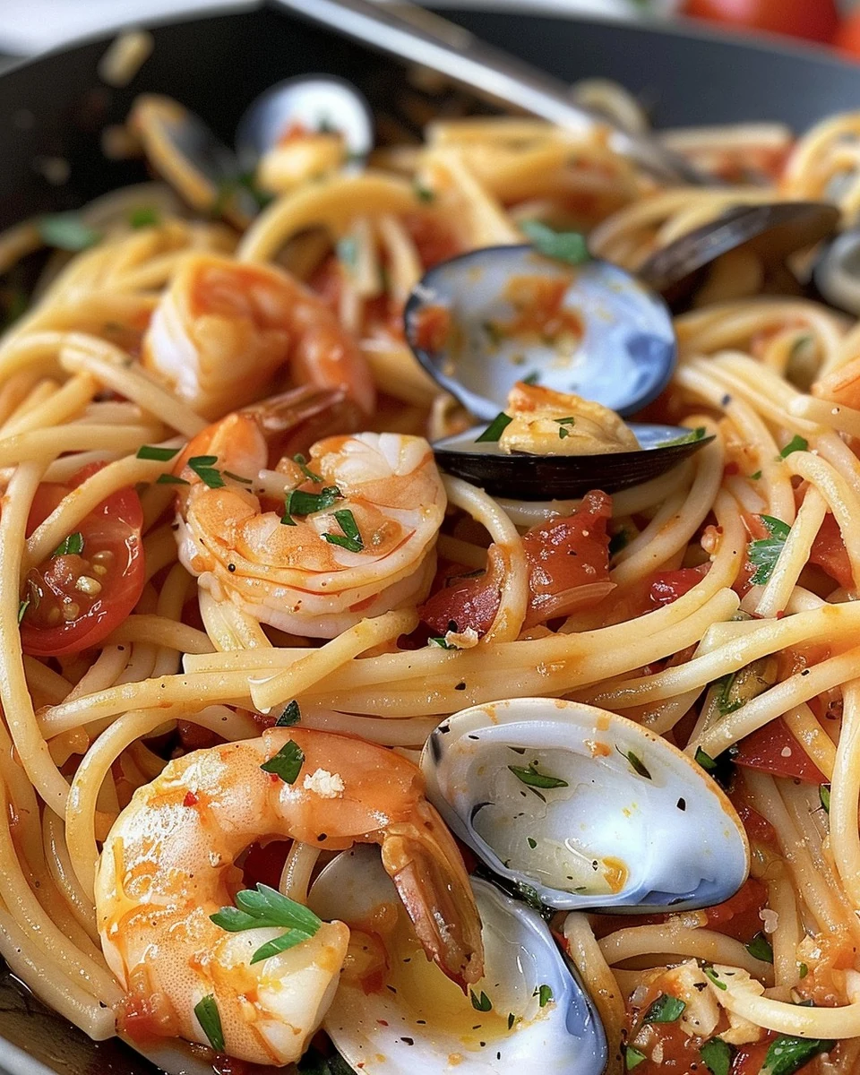 Delicious Seafood Spaghetti Recipe for Dinner finished dish