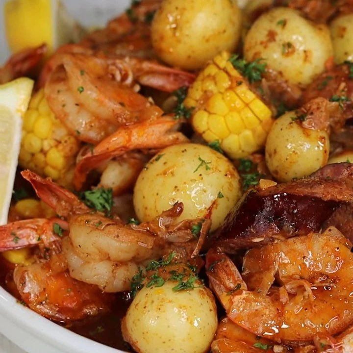 Delicious Shrimp Corn and Sausage Foil Packets Recipe finished dish