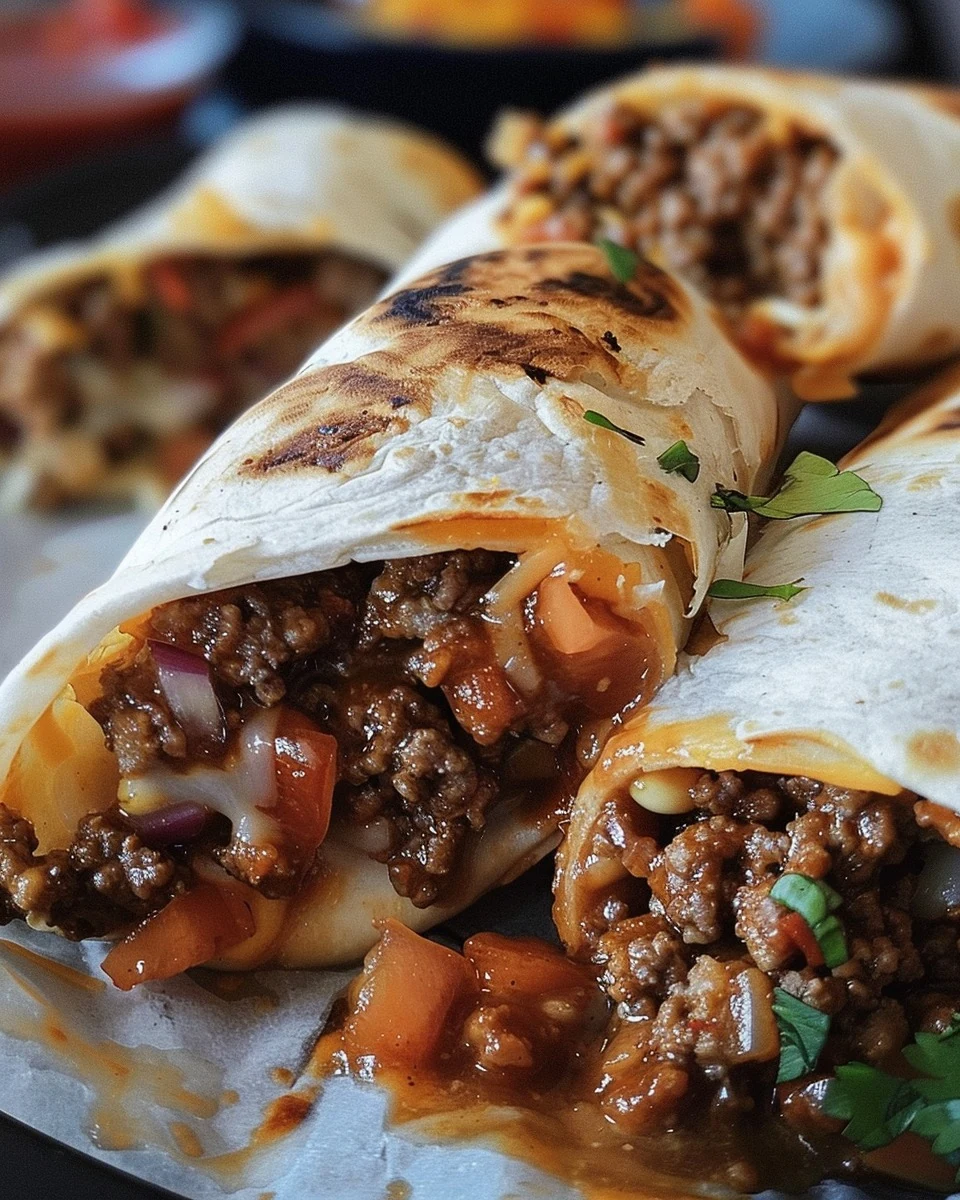 Delicious Sloppy Joe Grilled Burritos Recipe finished dish