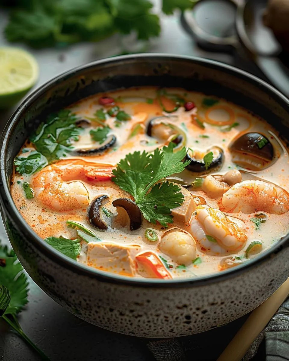 Delicious Slow Cooker Tom Kha Soup Recipe finished dish