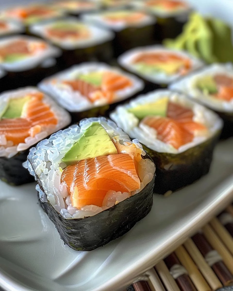 Delicious Smoked Salmon and Avocado Sushi Recipe finished dish