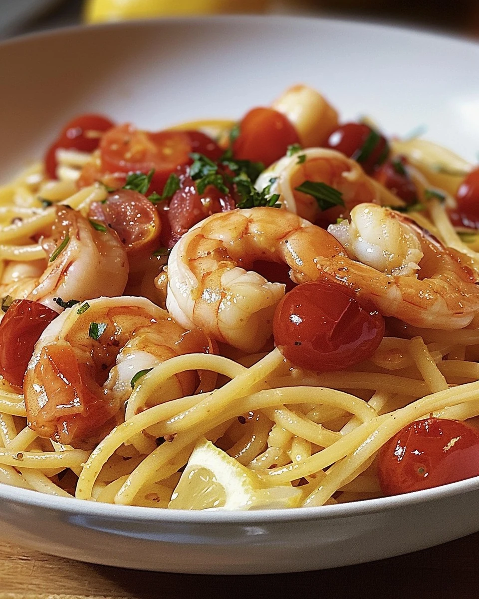 Delicious Spaghetti with Shrimp and Cherry Tomatoes Recipe