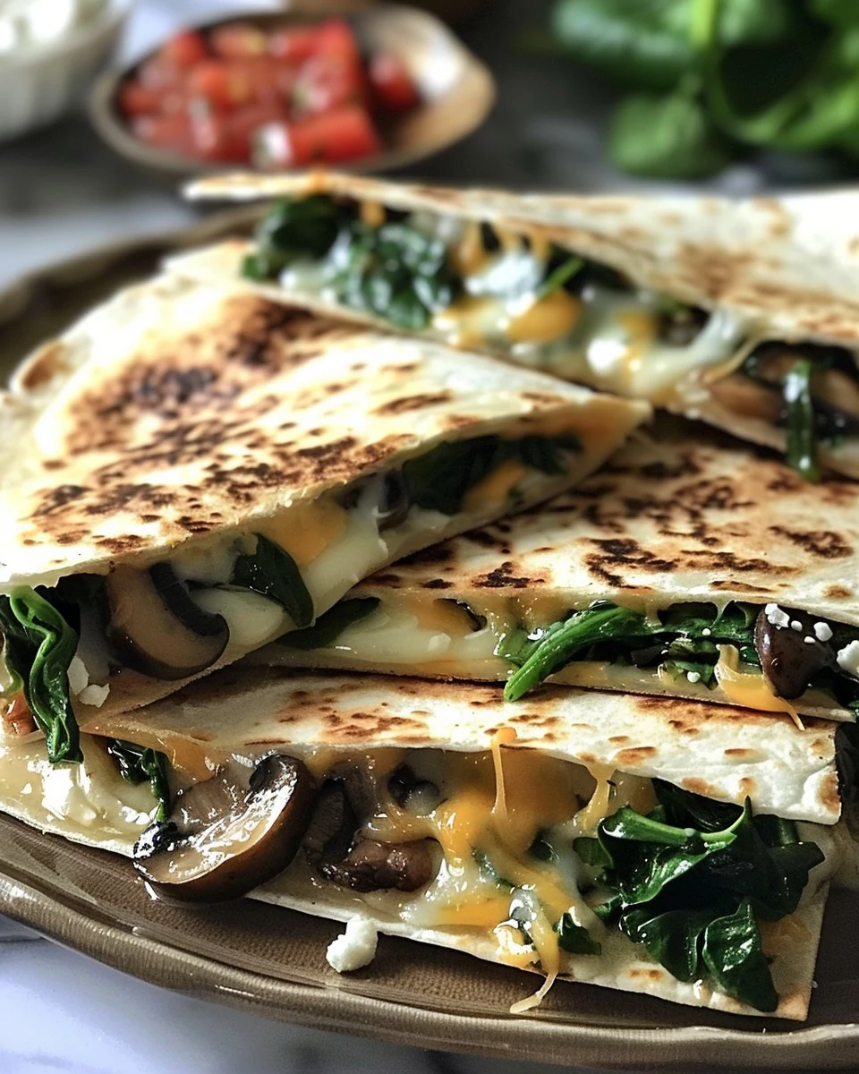 Delicious Spinach and Mushroom Quesadillas Recipe finished dish