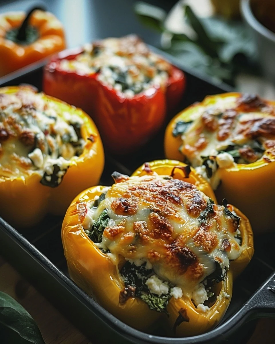Delicious Spinach and Ricotta Stuffed Peppers Recipe finished dish
