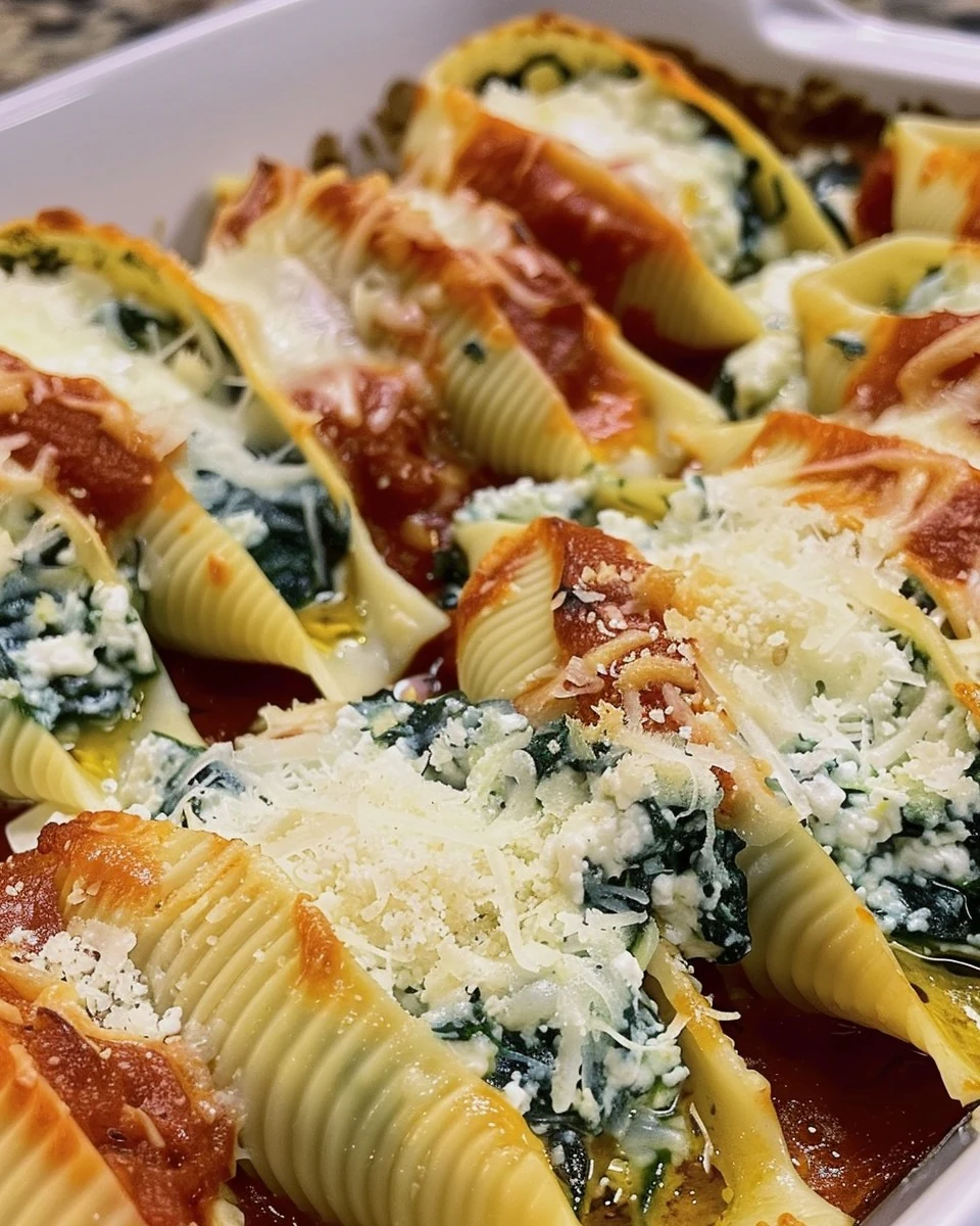 Delicious Spinach and Ricotta Stuffed Shells Recipe finished dish