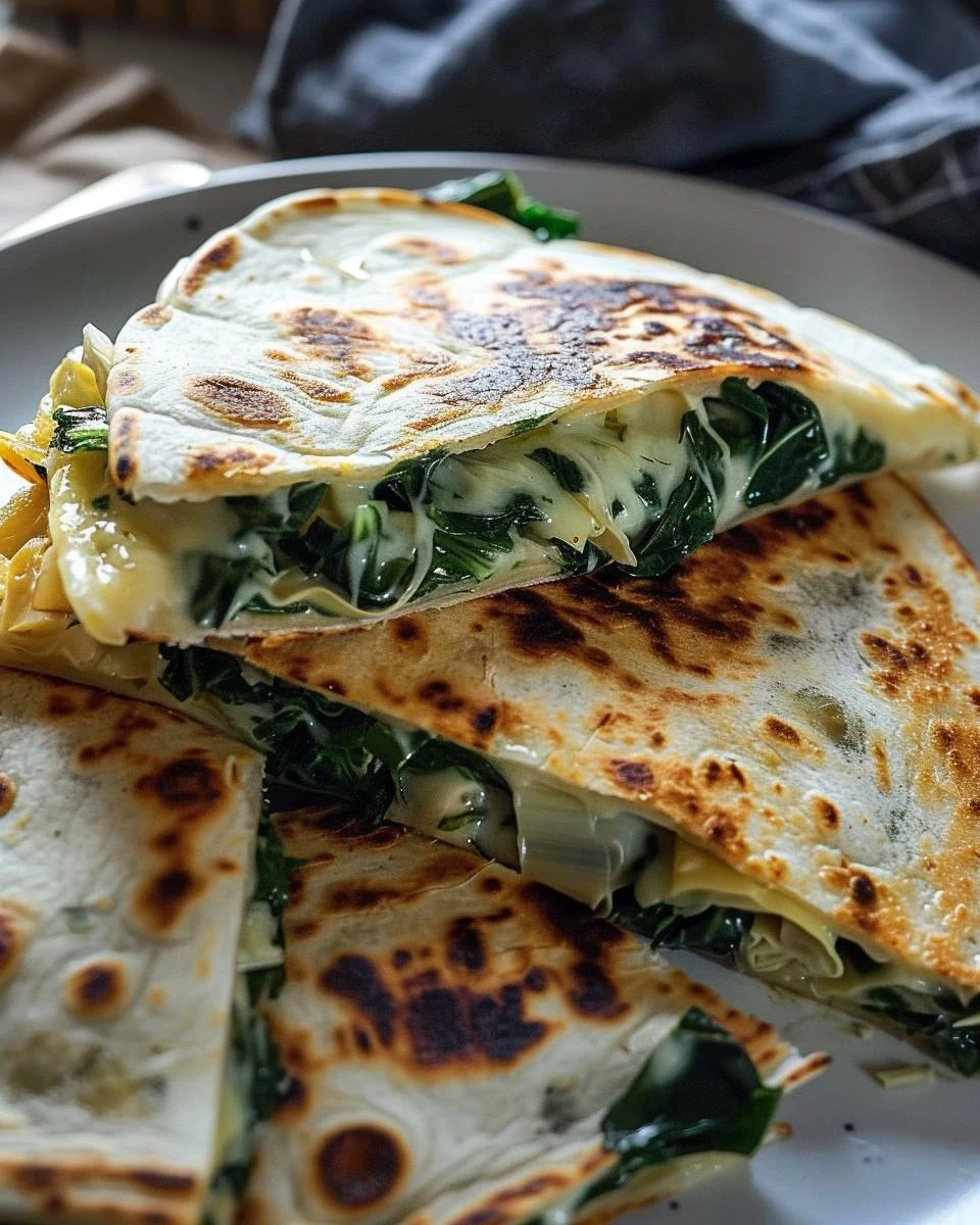 Delicious Spinach Artichoke Quesadillas Recipe finished dish