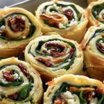 Delicious Spinach Goat Cheese Sun-Dried Tomato Pinwheels finished dish