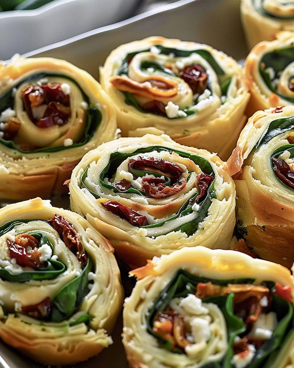 Delicious Spinach Goat Cheese Sun-Dried Tomato Pinwheels finished dish