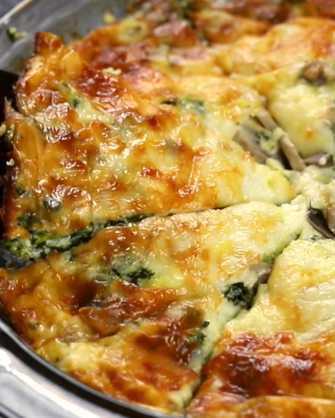 Delicious Spinach Mushroom Feta Crustless Quiche Recipe finished dish