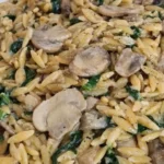 Delicious Spinach Mushroom Orzo Recipe finished dish