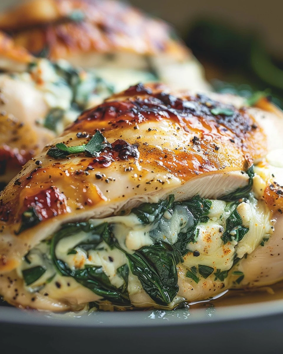 Delicious Spinach Stuffed Chicken Breasts Recipe finished dish