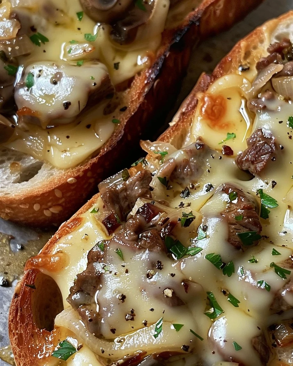 Delicious Steak and Cheese Garlic Toast Recipe finished dish