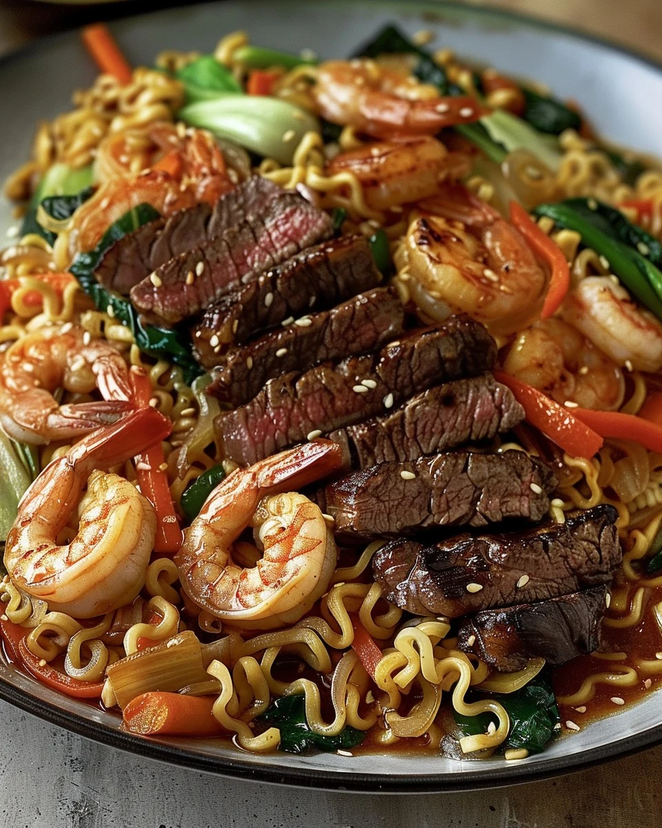 Delicious STEAK STIR-FRIED RAMEN RECIPE Recipe finished dish