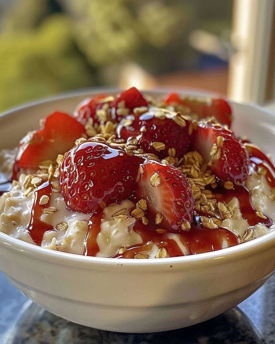 Delicious Strawberries and Cream Oatmeal Recipe finished dish