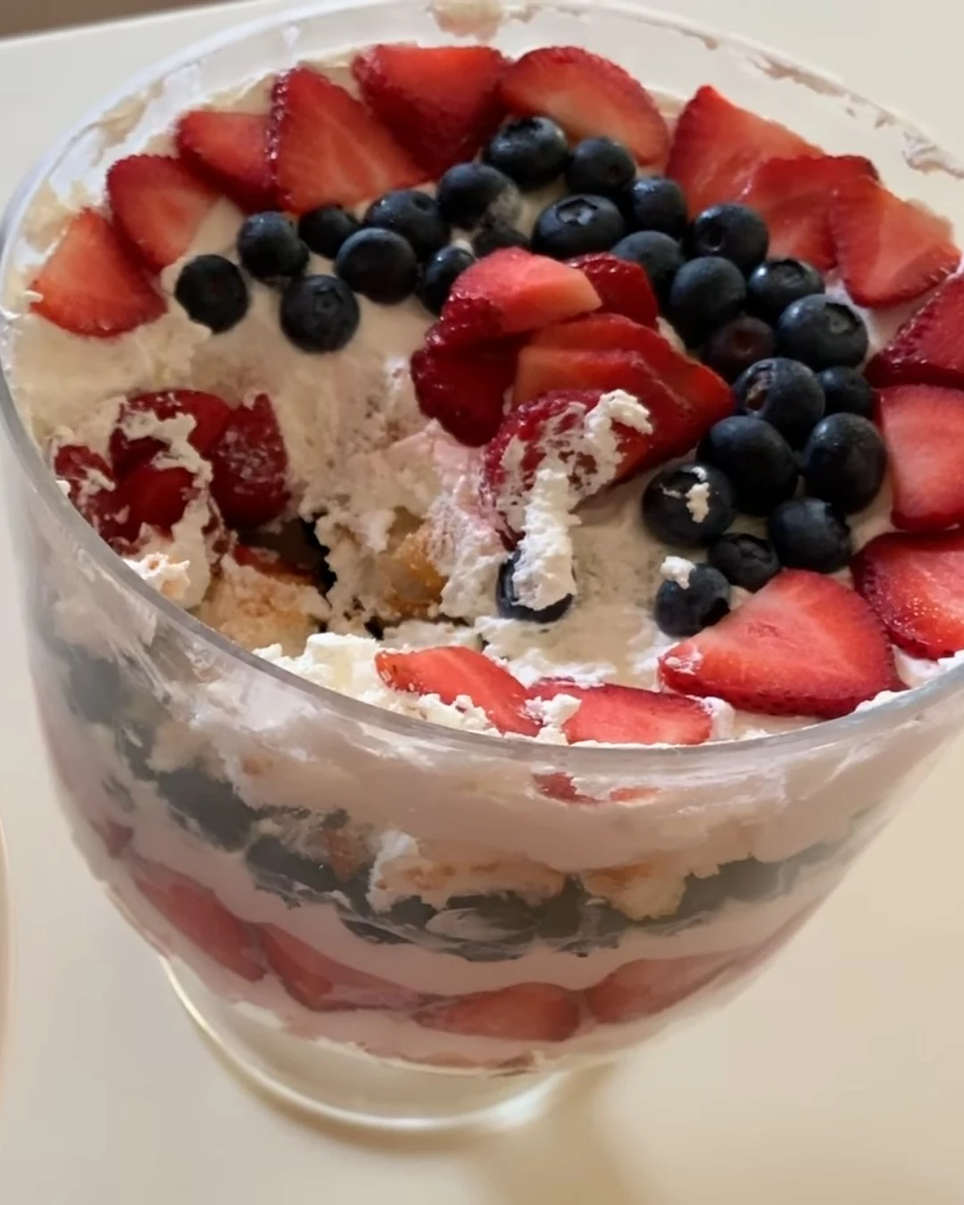 Delicious Strawberry and Blueberry Pound Cake Trifle Recipe finished dish