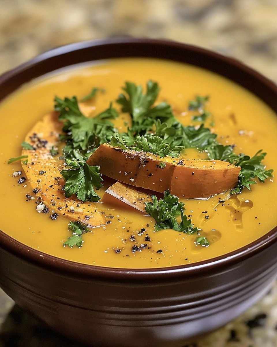 Delicious Sweet Potato Soup Recipe You'll Love finished dish