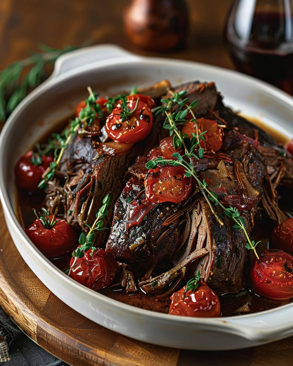 Delicious Tuscan-Style Slow-Cooked Beef Roast Recipe finished dish