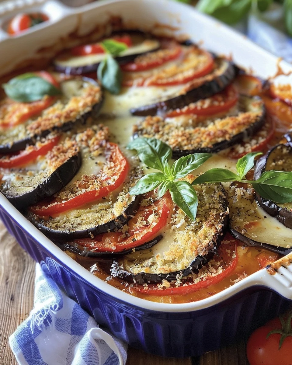 Delicious Vegetable Gratin with Eggplant and Tomatoes finished dish