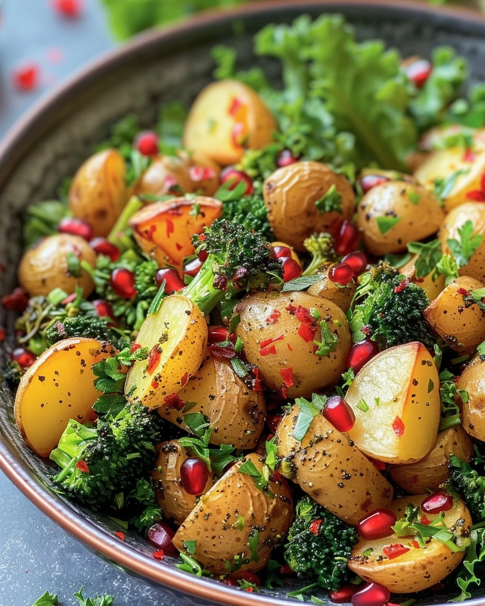 Delicious Warm Potato and Broccoli Salad Recipe finished dish