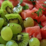 Delicious Watermelon Kiwi and Green Grape Salad Recipe finished dish