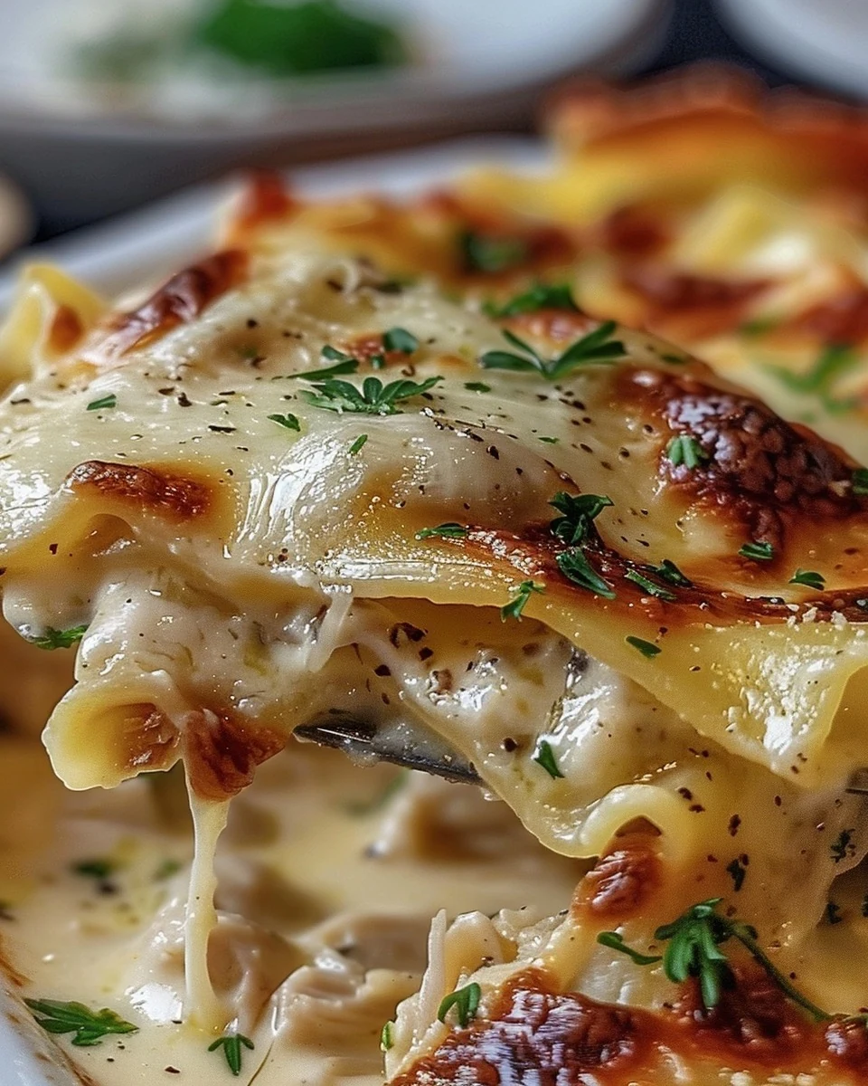Delicious White Cheese Chicken Lasagna Recipe finished dish