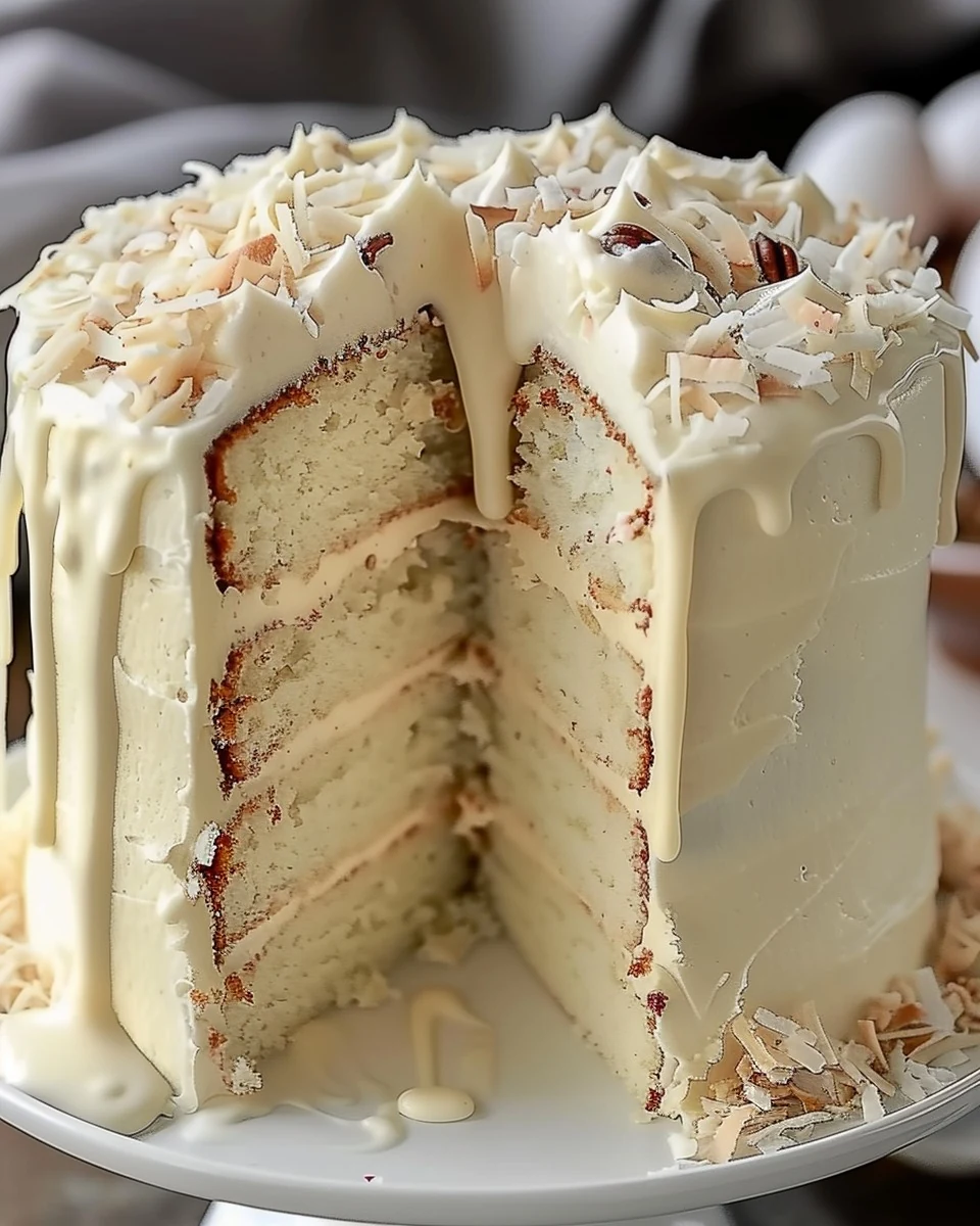 Delicious White German Chocolate Cake Recipe finished dish
