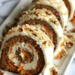 Delightful Carrot Cake Roll with Cream Cheese Frosting Filling finished dish