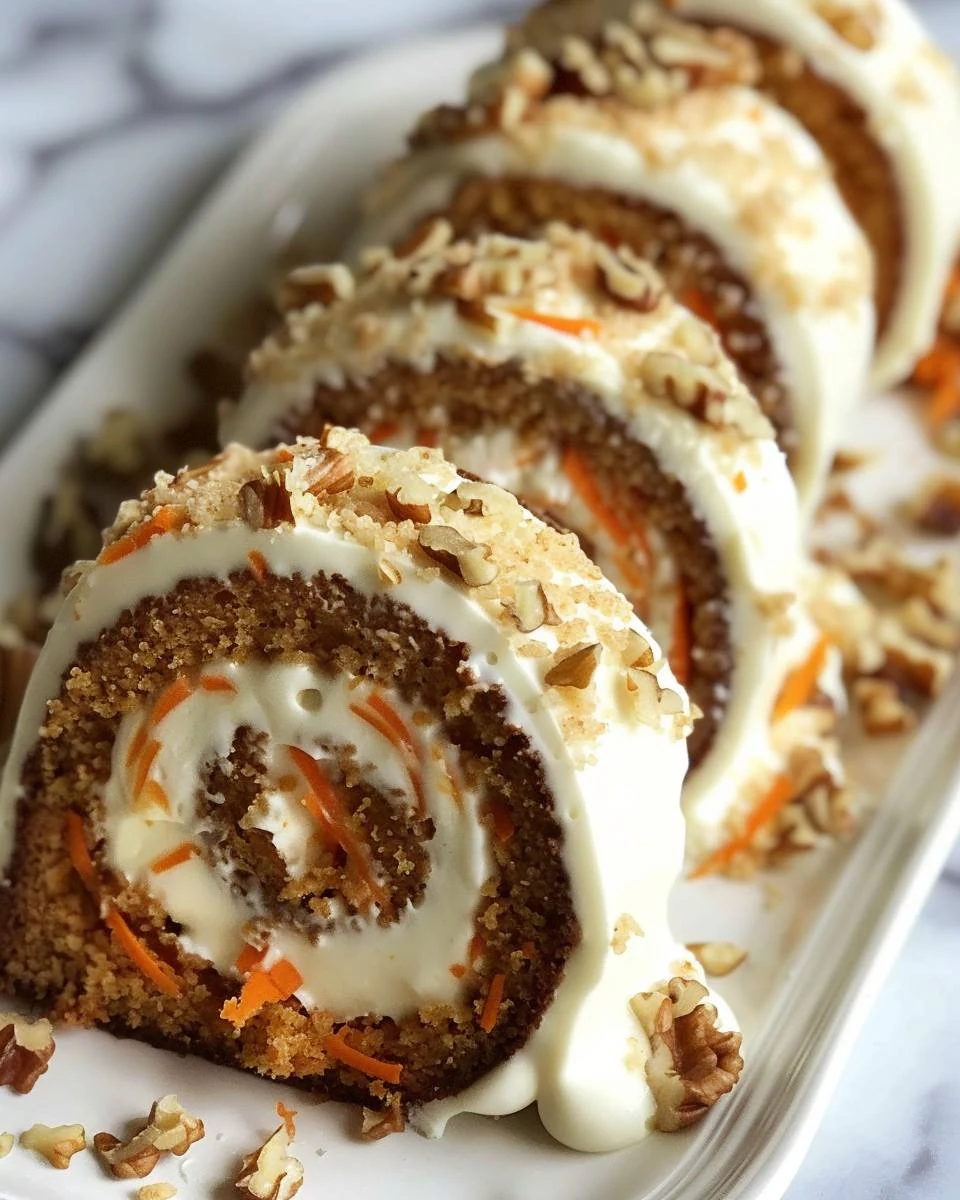 Delightful Carrot Cake Roll with Cream Cheese Frosting Filling finished dish