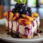 Delightful No-Bake Peach Blueberry Cheesecake Recipe finished dish
