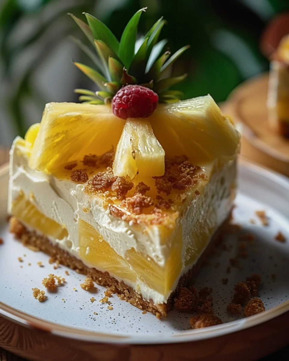 Discover Pineapple Right Side Up Cheesecake Delight finished dish