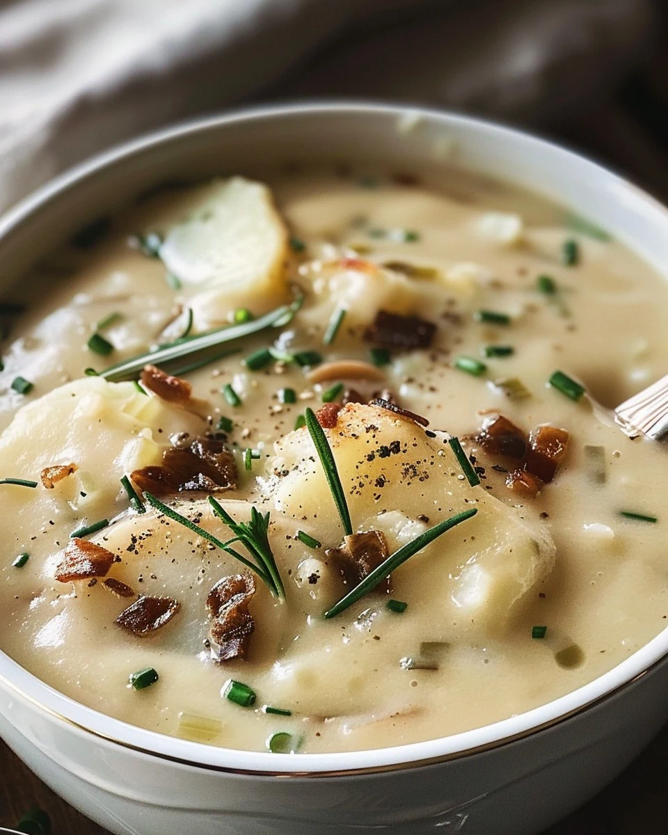 Easy and Creamy CrockPot Potato Soup Recipe finished dish