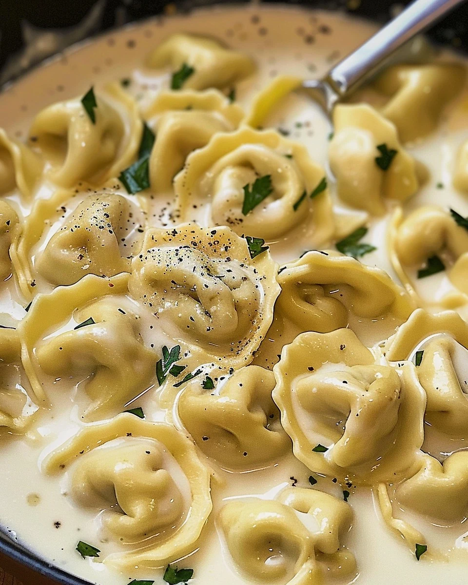 Easy and Delicious Creamy Cheese Tortellini Recipe finished dish