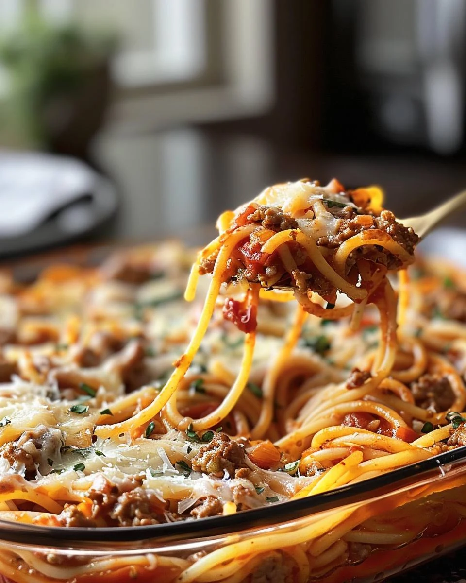 Easy and Delicious Spaghetti Casserole Recipe finished dish