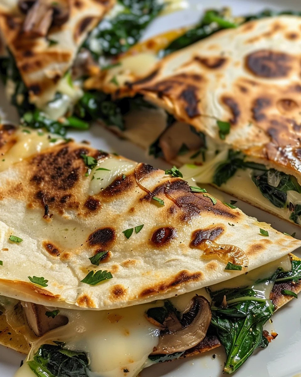 Easy Baked Spinach Mushroom Quesadilla Recipe finished dish