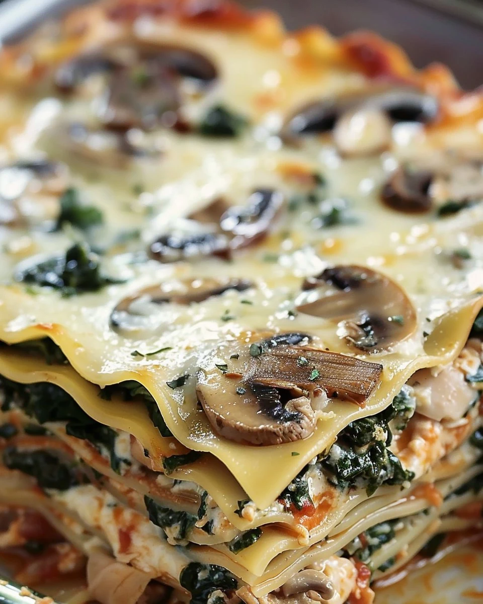 Easy Chicken Mushroom and Spinach Lasagna Recipe