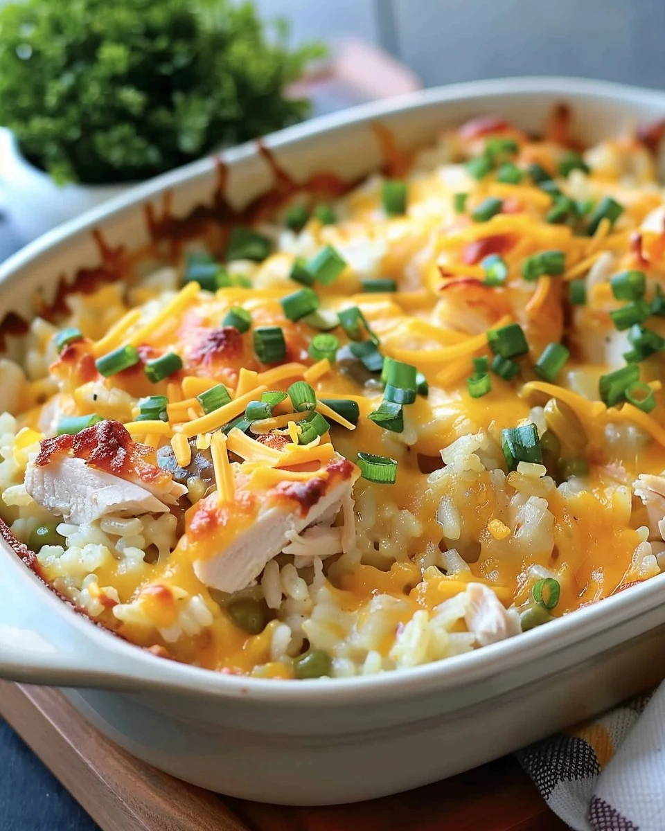 Easy CHICKEN RICE RONI CASSEROLE Recipe finished dish