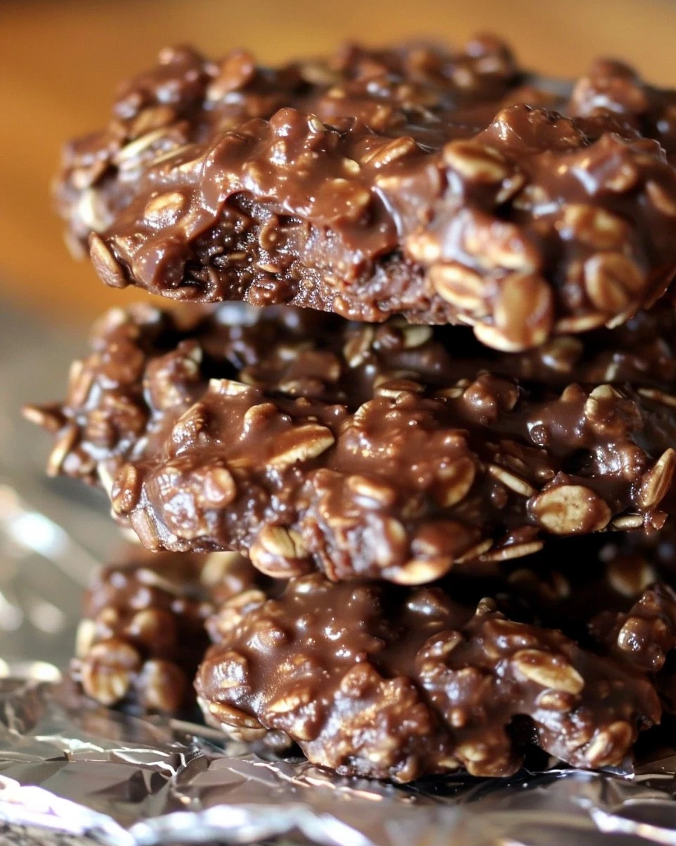 Easy Chocolate Oatmeal No Bake Cookies - Recipe finished dish