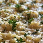 Easy Creamy Lemon Herb Baked Risotto Recipe finished dish