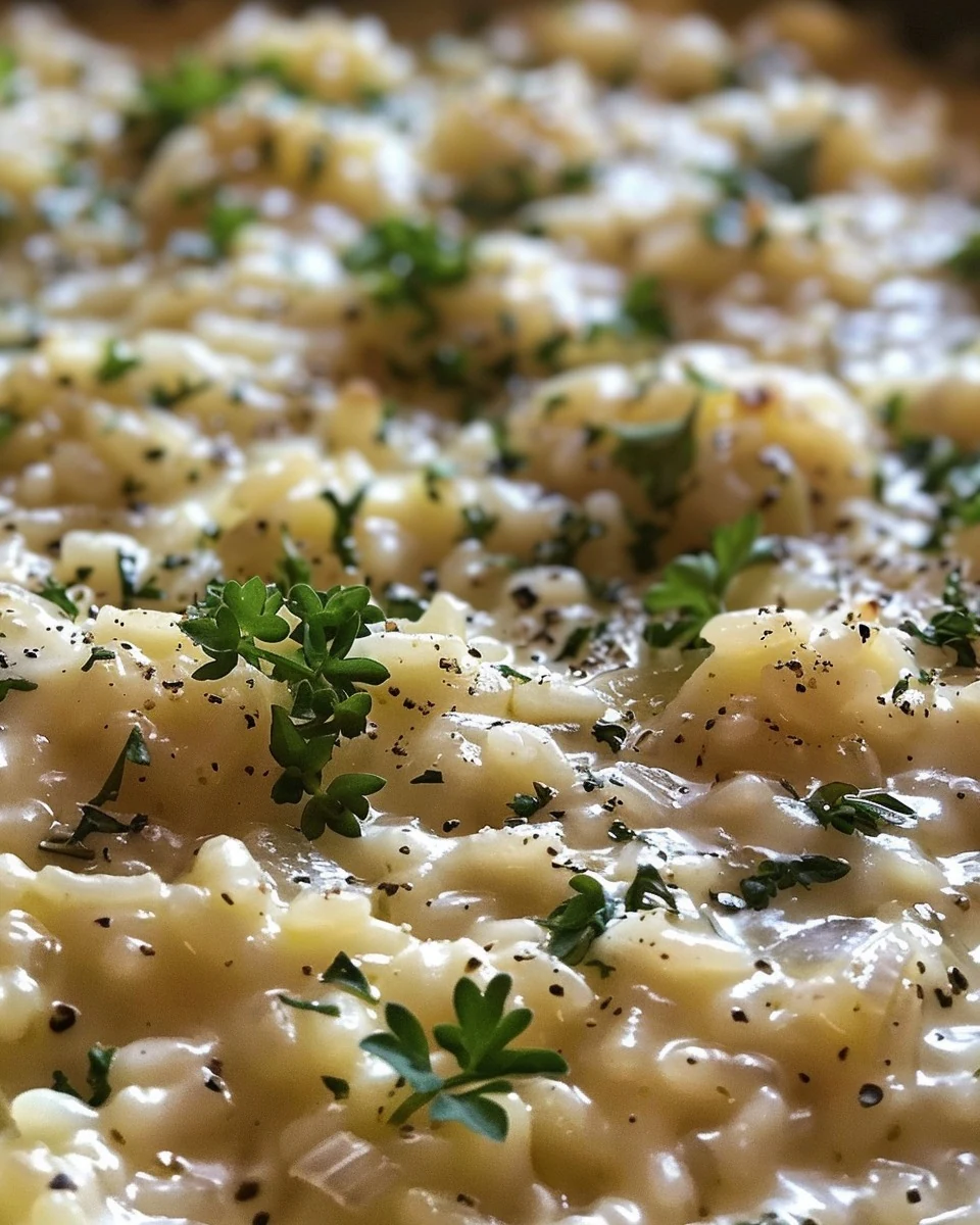 Easy Creamy Lemon Herb Baked Risotto Recipe finished dish