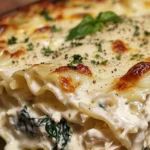 Easy Creamy White Cheese Chicken Lasagna Recipe finished dish