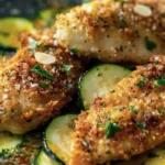 Easy Crispy Parmesan Garlic Chicken with Zucchini Recipe finished dish