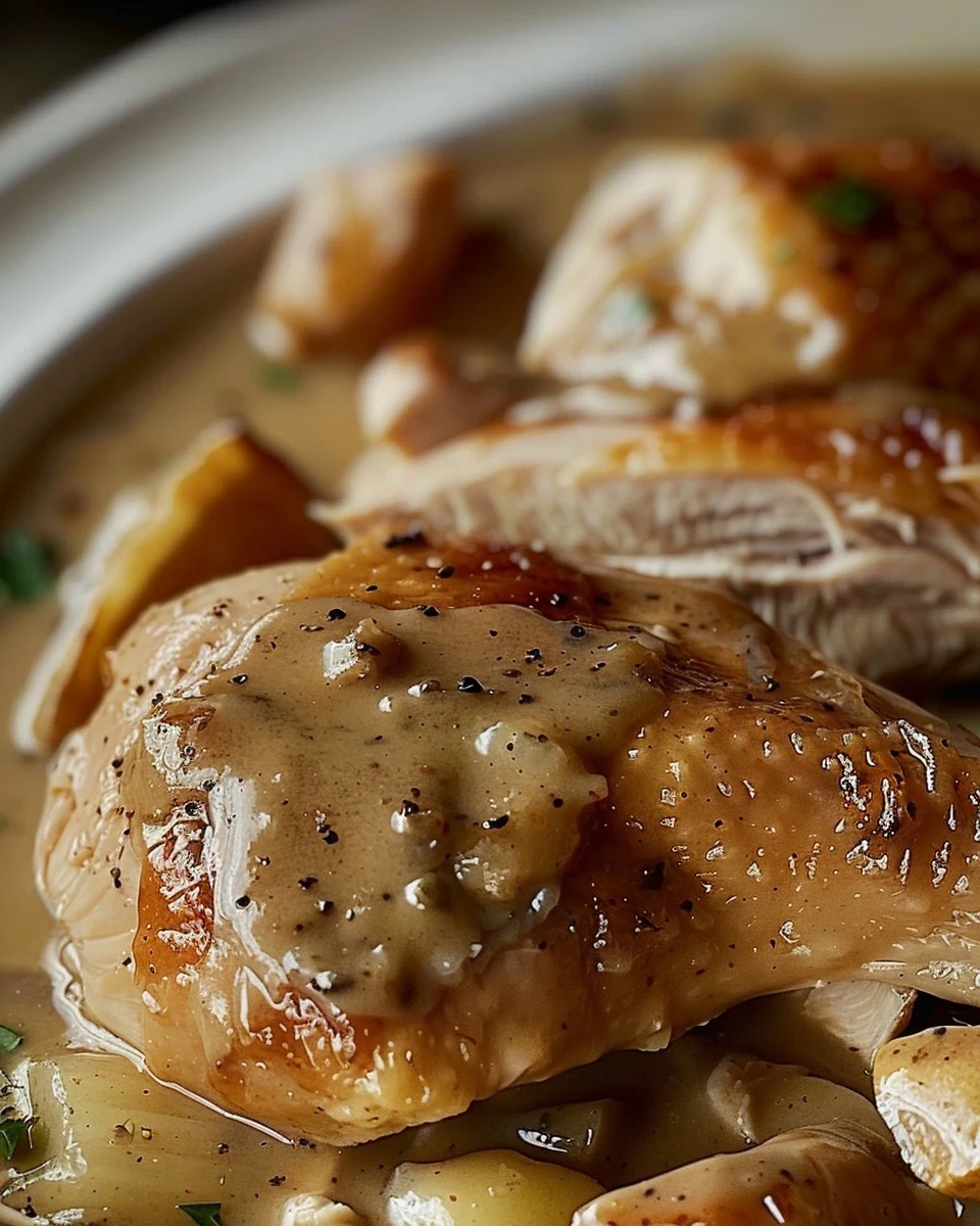 Easy Crockpot Chicken and Gravy Recipe for Dinner finished dish